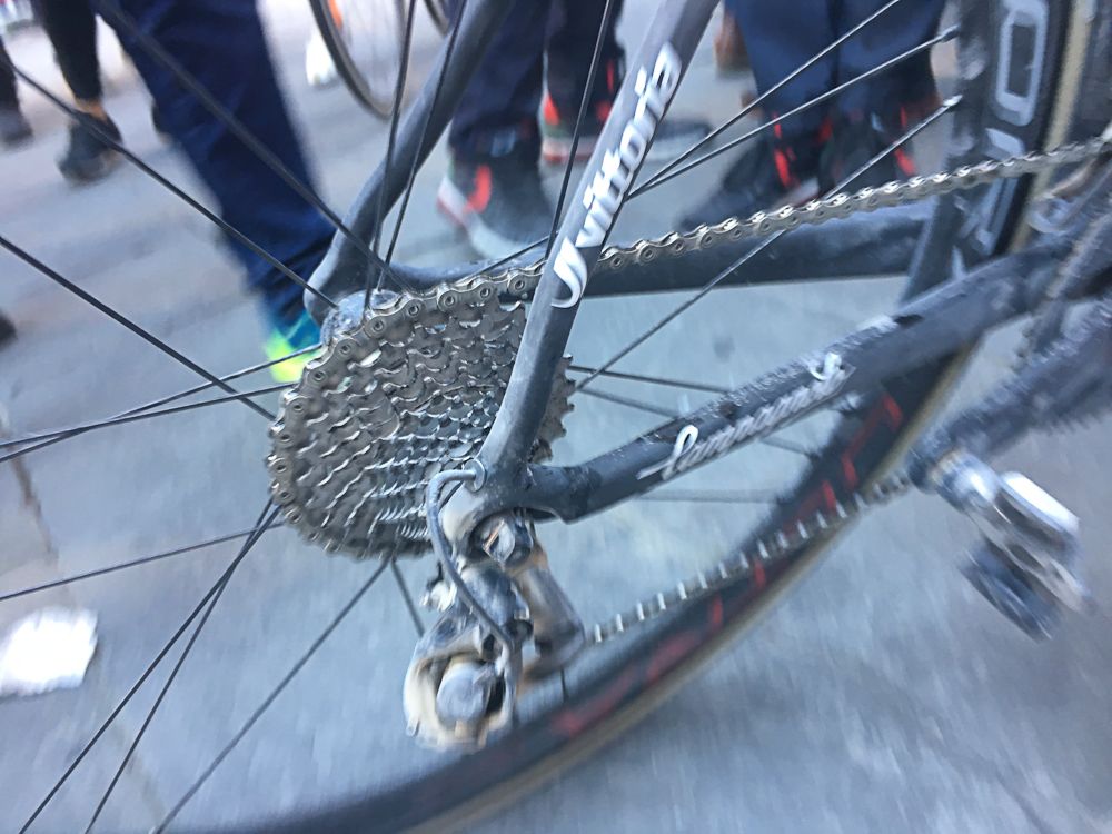 The fine dirt road dust covered every tooth of the cogs