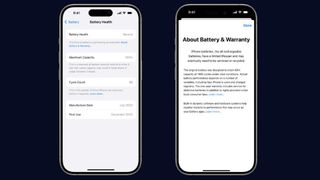 iPhone 15 showing new battery settings from iOS 17.4