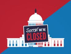 Government shutdown Capitol dome illustration concept.