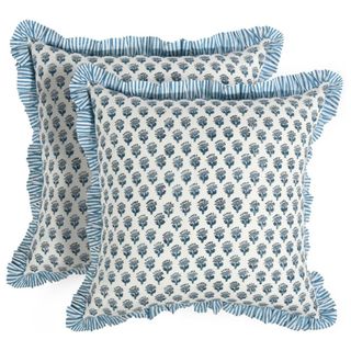 CPC Apatite Blue Ruffle Throw Pillow Covers