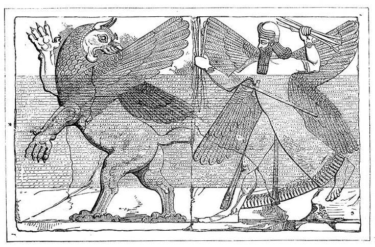 Marduk&#39;s battle with Anzu. Assyrian relief