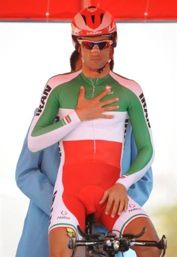 Hossein Askari (Iran) awaits the start of his time trial.