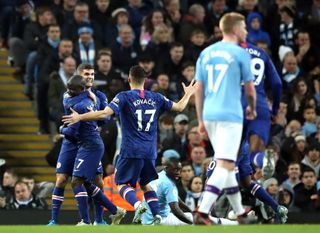 N’Golo Kante (left) celebrates scoring Chelsea's opener