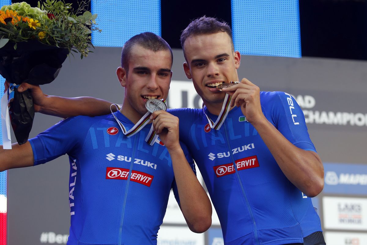 Italians Luca Rastelli, who took silver, and Michele Gazzoli with bronze