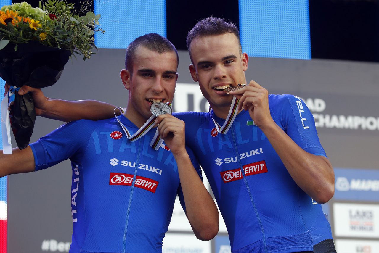 Italians Luca Rastelli, who took silver, and Michele Gazzoli with bronze