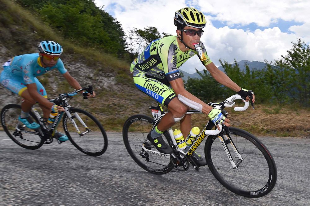 Alberto Contador in action during stage 19