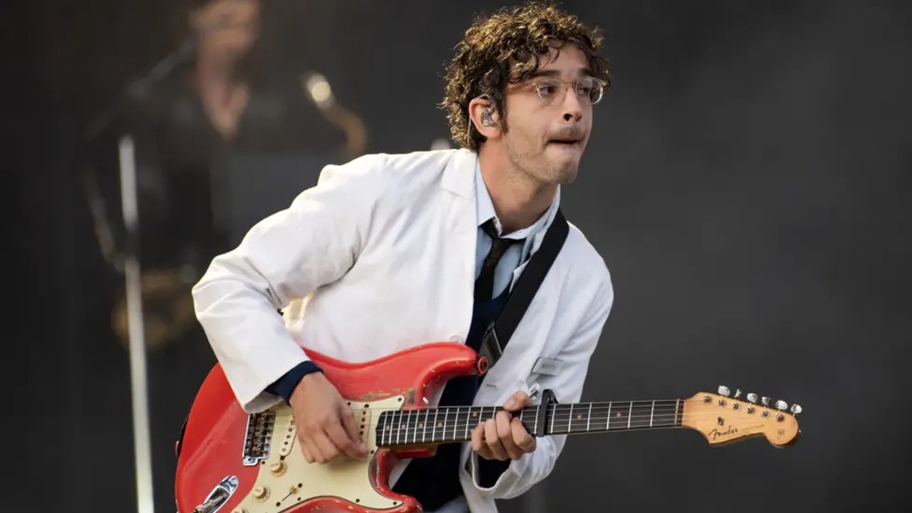 Matty Healy of the 1975, who headline Friday at Glastonbury 2025