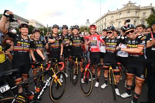 Jumbo-Visma celebrate winning the Vuelta a Espana 2023