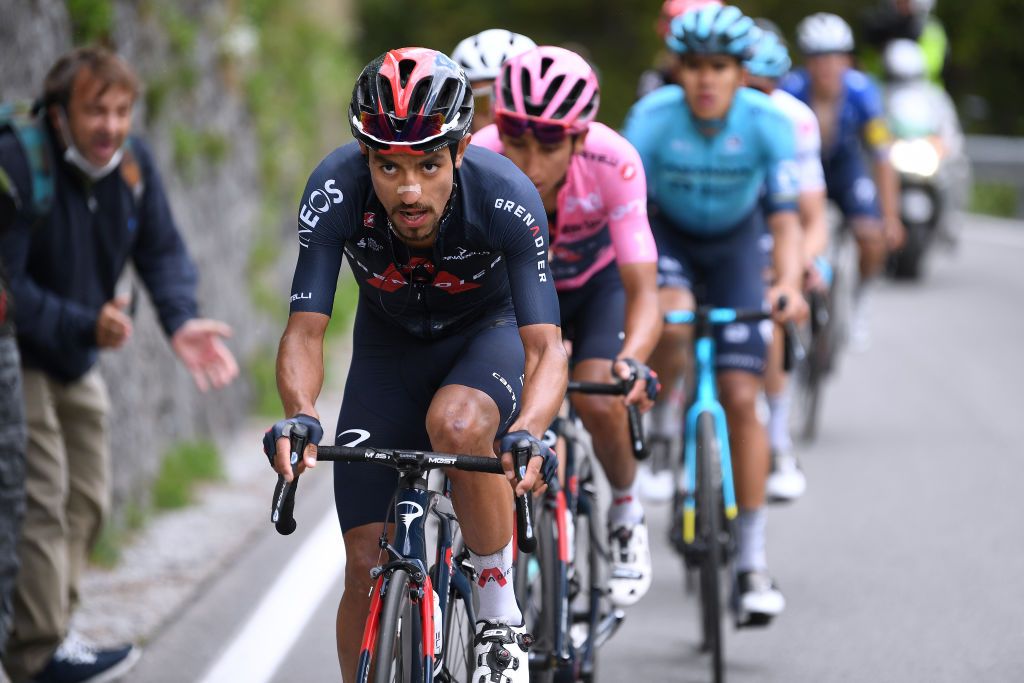 VALLE SPLUGA ALPE MOTTA ITALY MAY 29 Daniel Felipe Martinez Poveda of Colombia and Team INEOS Grenadiers during the 104th Giro dItalia 2021 Stage 20 a 164km stage from Verbania to Valle Spluga Alpe Motta 1727m UCIworldtour girodiitalia Giro on May 29 2021 in Valle Spluga Alpe Motta Italy Photo by Tim de WaeleGetty Images