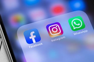 Apps for Facebook, WhatsApp and Instagram on a smartphone 