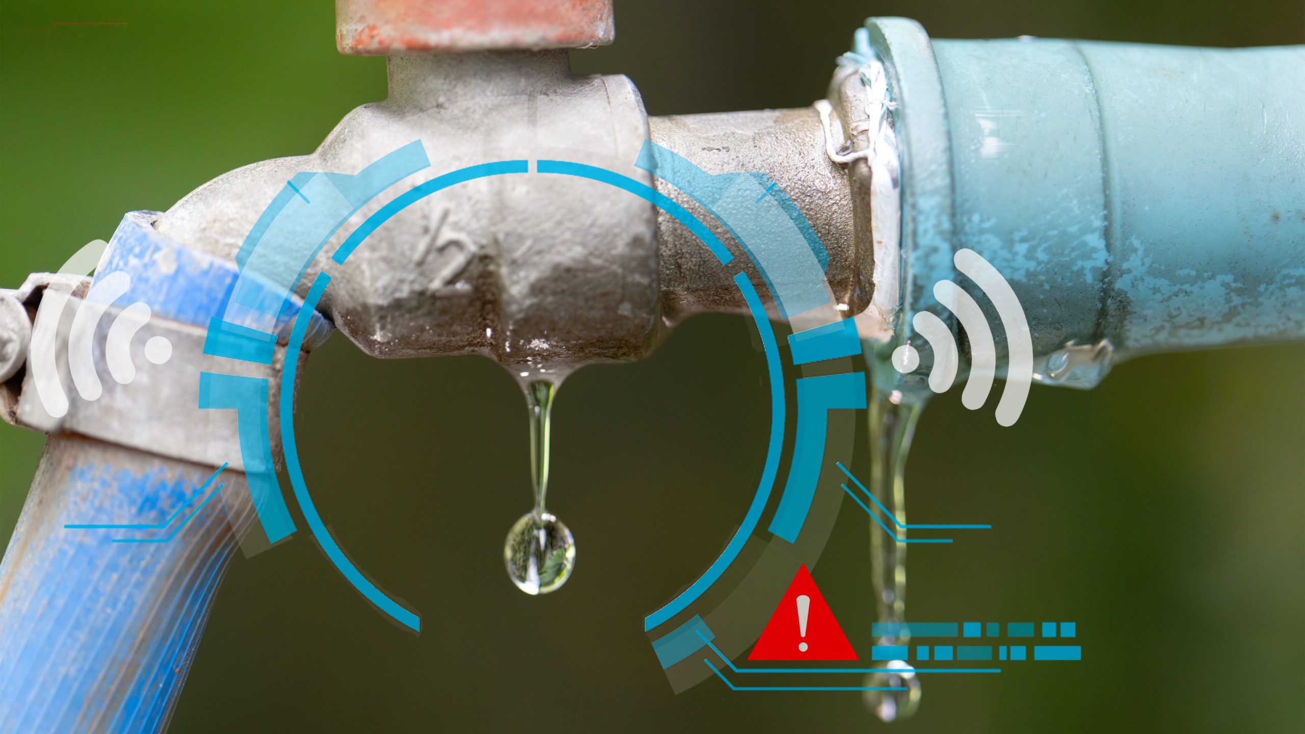 Leak sensor identifying leak in pipe