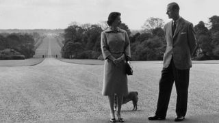 Queen Elizabeth II and the Duke of Edinburgh near the George IV Gateway, Windsor Castle