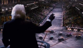President Snow speaking at the 74th Hunger Games