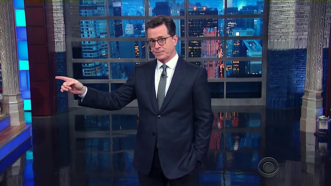 Stephen Colbert creates fake news for Trump