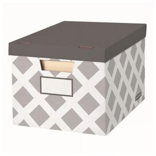 A gray and white patterned document box