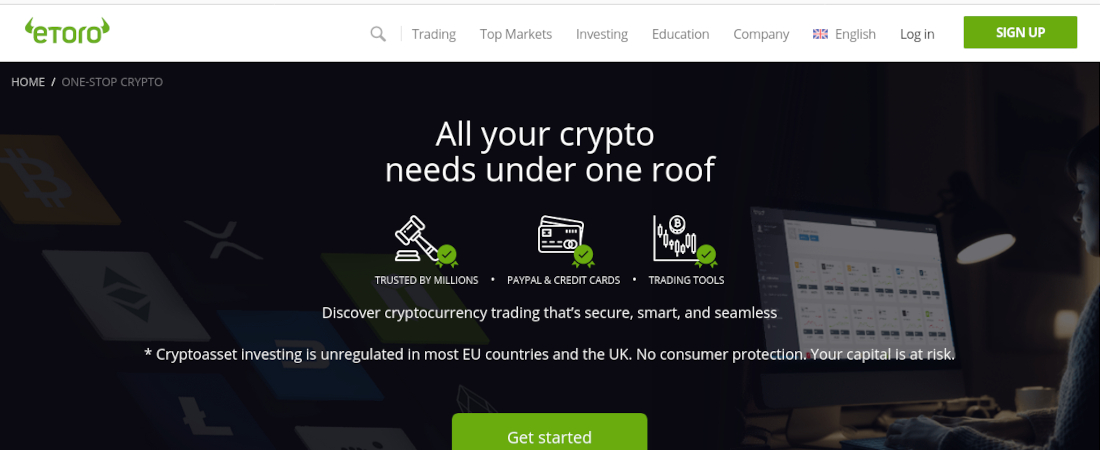 Screenshot of eToro's website