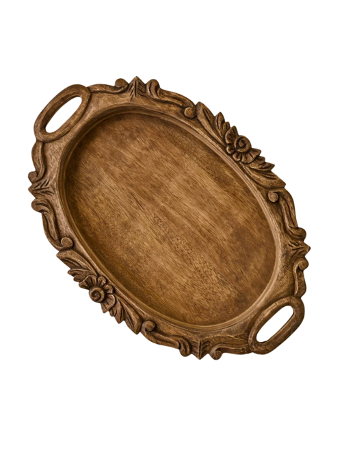 Wells Hand-Carved Wood Tray