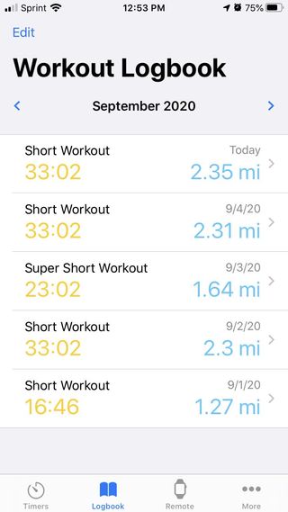 Intervals Pro logs your workouts in Apple Health and within the app itself.