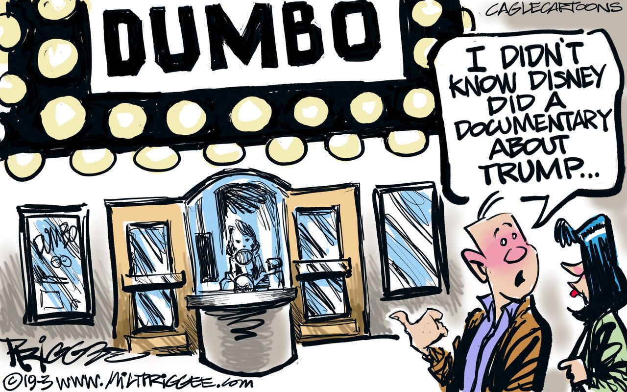 Political Cartoon U.S. Disney Dumbo Trump documentary