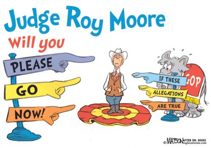 Political cartoon U.S. Roy Moore sexual assault allegations GOP