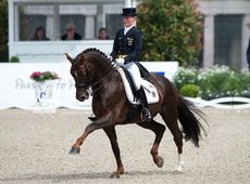 Helen Langehaneberg (GER) & Damon Hill in Aachen CHIO Nations Cup 2013