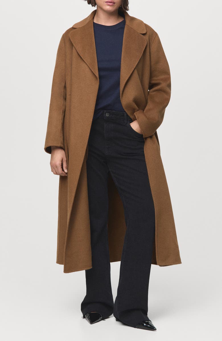 Wool Blend Wrap Coat