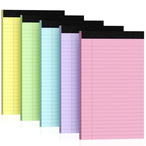 5pcs Small Note Pads, Color Notepads 5x8 College Ruled Notebook, Writing Pads 5 X 8, Legal Pads, Memo Pad Paper Perforate Narrow Ruled Notebooks for Work, School, Office Supplies,30 Sheets/pack