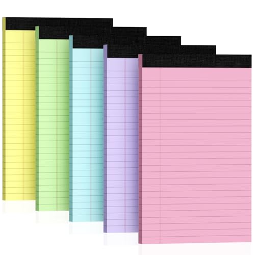 5pcs Small Note Pads, Color Notepads 5x8 College Ruled Notebook, Writing Pads 5 X 8, Legal Pads, Memo Pad Paper Perforate Narrow Ruled Notebooks for Work, School, Office Supplies,30 Sheets/pack