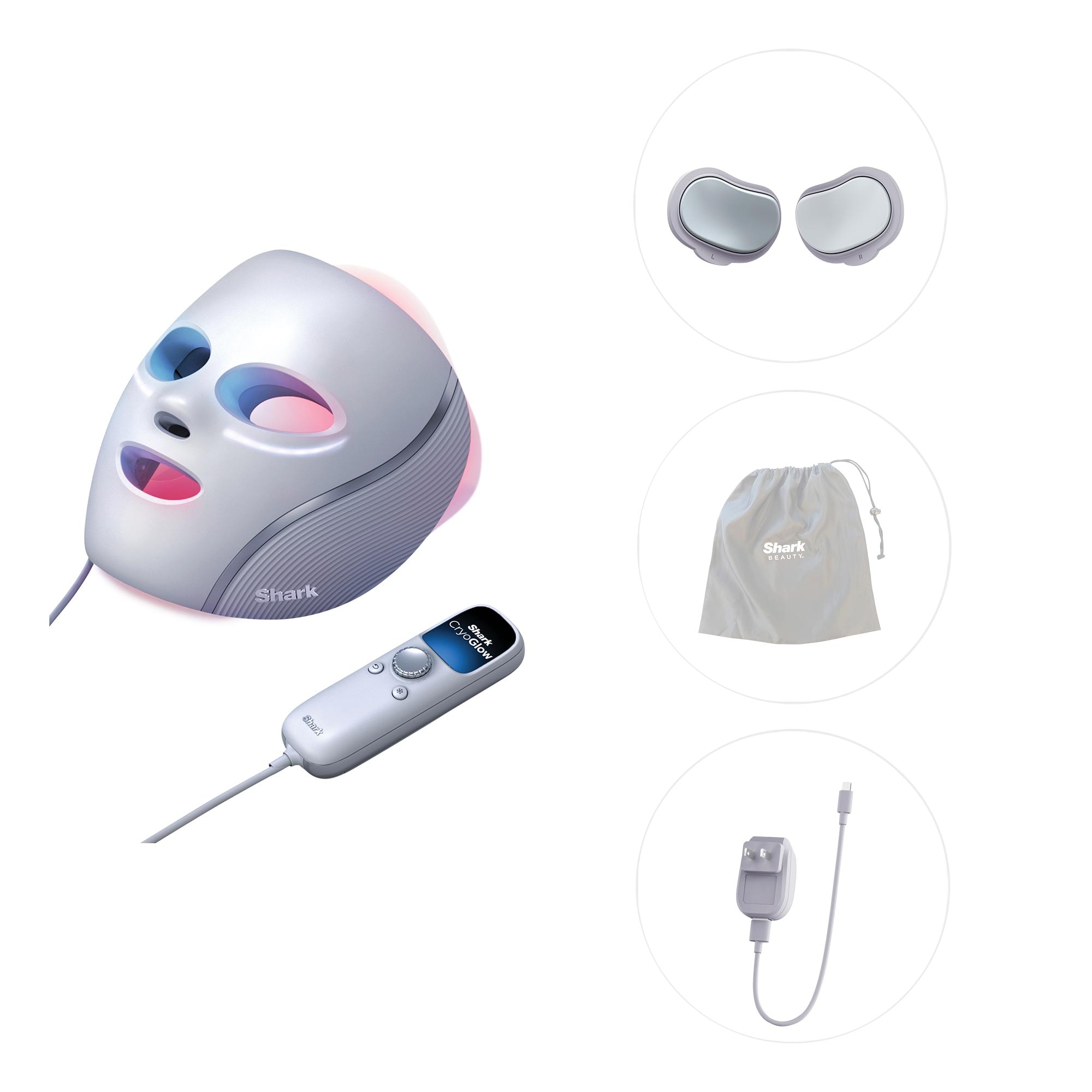 Cryoglow&amp;trade; Cooling + Led Face Mask &amp;amp; Facial Glo Skin Tool - Blue