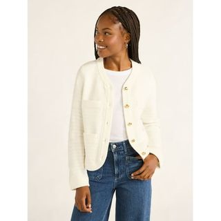 Free Assembly Women’s and Women 's Plus Welt Pocket Cardigan Sweater, Lightweight, Sizes Xs-4x