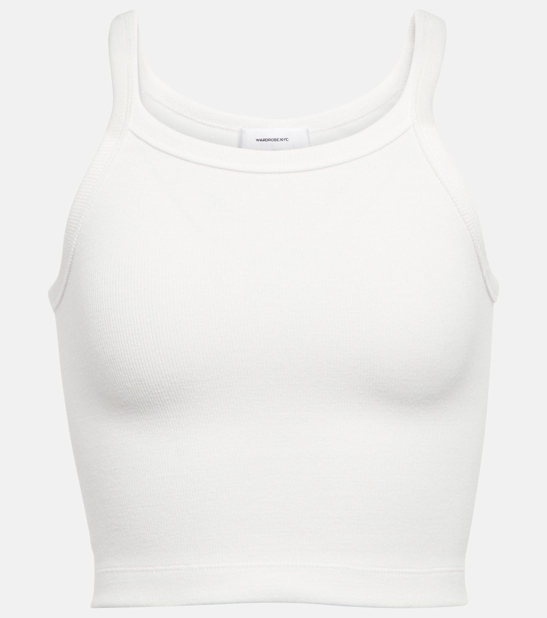 X Hailey Bieber Hb Cropped Cotton-Blend Tank Top in White - Wardrobe Nyc