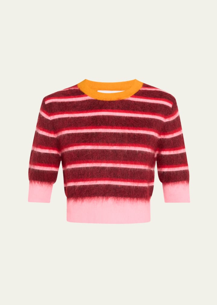 Striped Mohair Crop Ringer Sweater