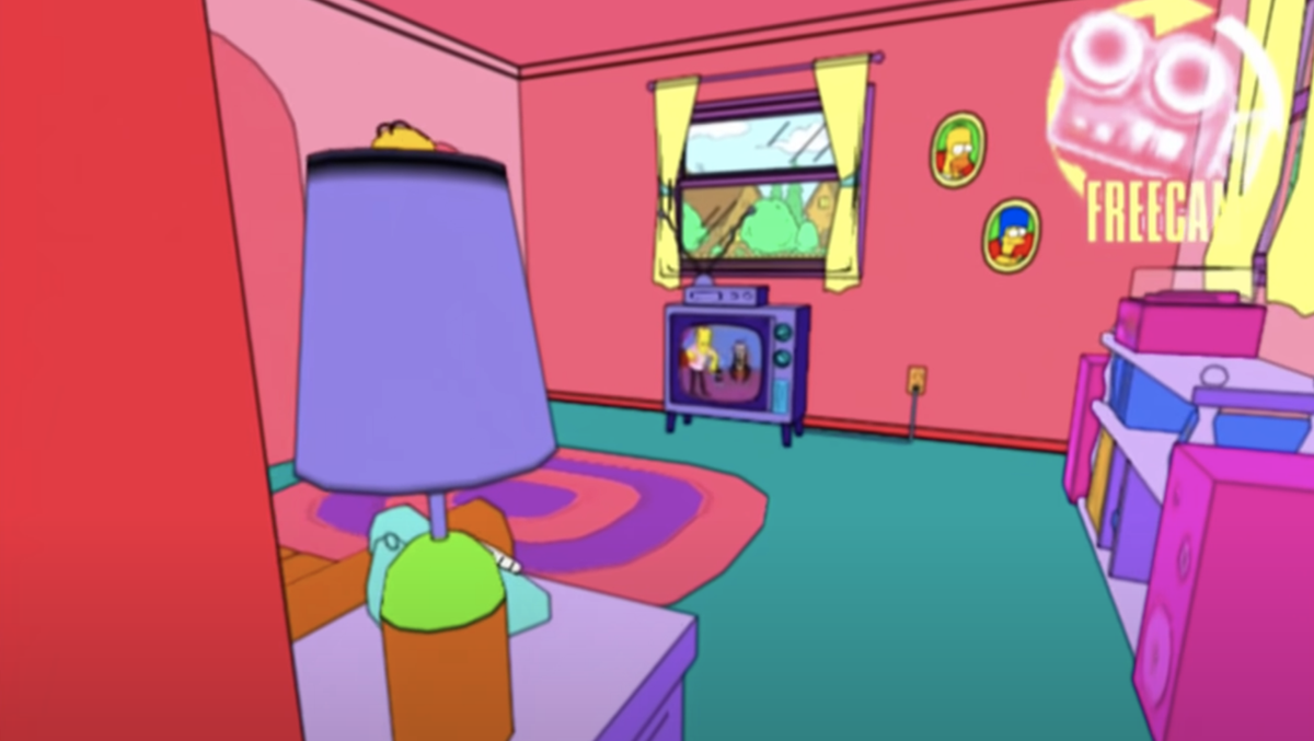 A snapshot of the Simpson&#039; iconic lounge as recreated in Bug Squad