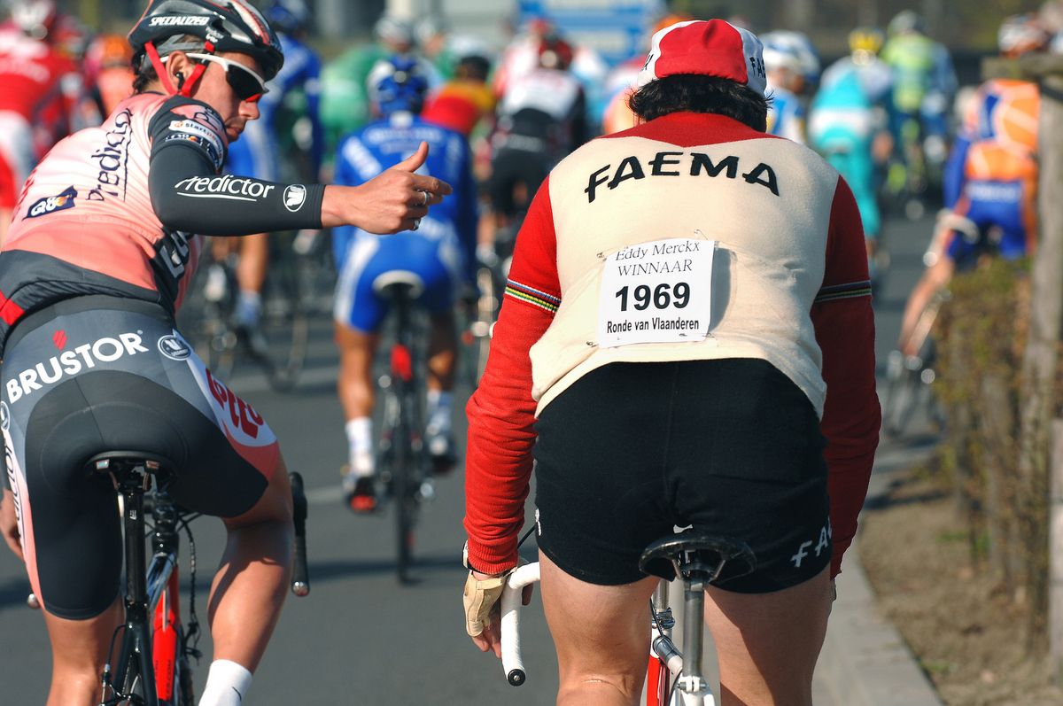 An Eddy Merckx impersonator during the race in 2007