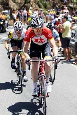 Closer to the top Ben Hermans took to the front of the trio.