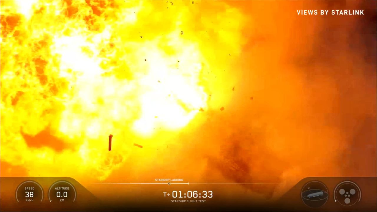 A screencap of SpaceX's Starship Flight 12 test flight.
