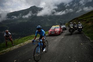 Nairo Quintana (Movistar) on his way to winning stage 17 at the Tour de France