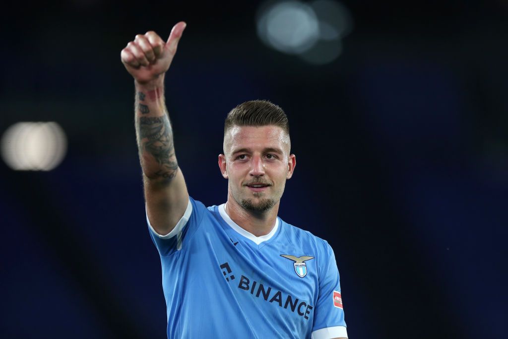 Sergej Milinkovic-Savic of SS Lazio acknowledges the fans following the Serie A match between SS Lazio and UC Sampdoria at Stadio Olimpico on May 07, 2022 in Rome, Italy.