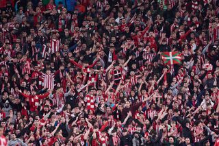 Athletic Club fans in the Copa del Rey semi-final against Atletico Madrid at San Mames in March 2024.