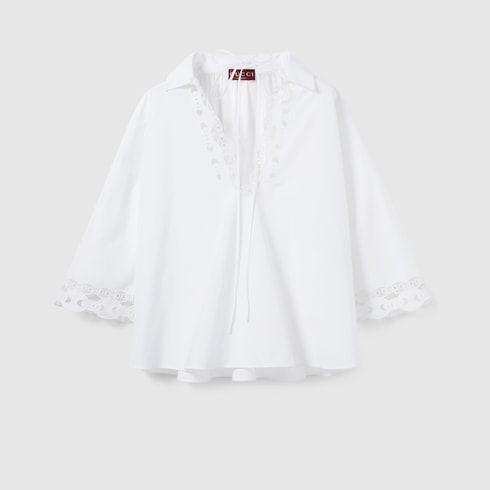 Cotton Poplin Shirt With Embroidery