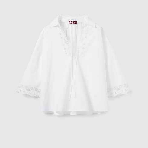 Cotton Poplin Shirt With Embroidery