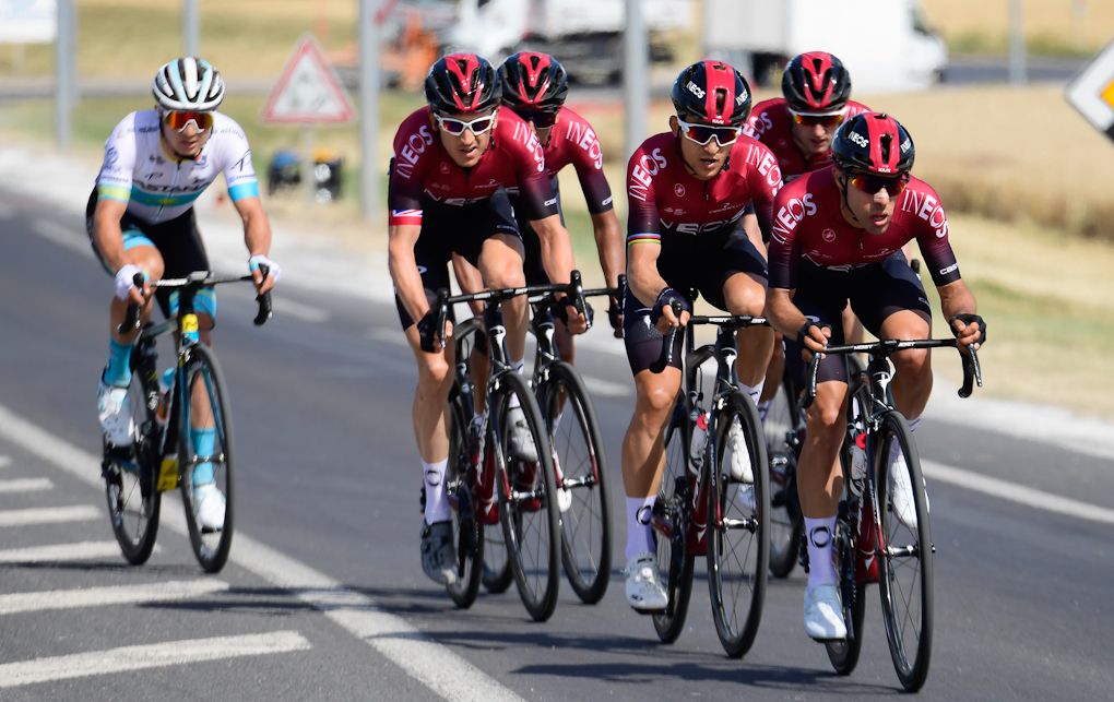 Team Ineos in action during stage 3 at the Tour de France