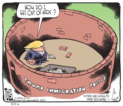 Political cartoon U.S. 2016 election donald Trump immigration