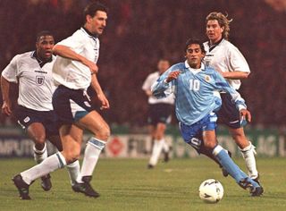 Uruguay's Enzo Francescoli in a friendly against England at Wembley in 1995.