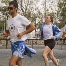 Two people running in adidas apparel