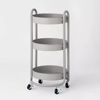 Gray three-tier storage cart