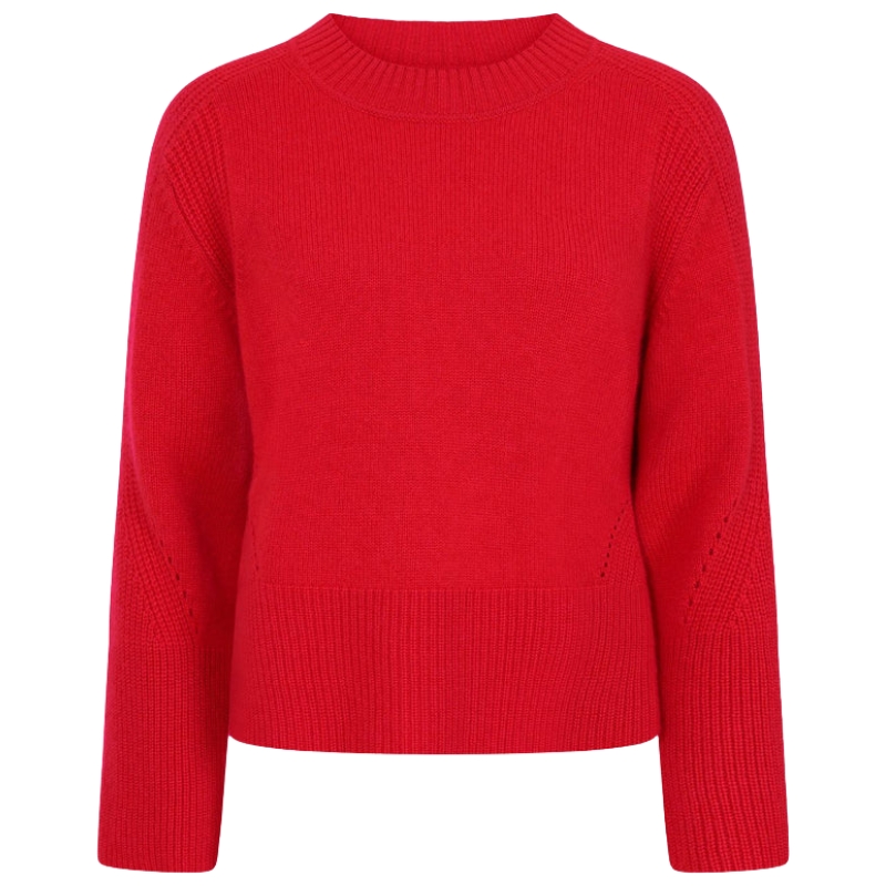 Loop Cashmere, Ribbed Detail Lofty Crew Sweatshirt in Crimson Red