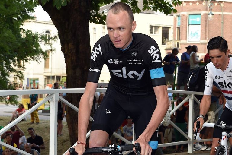 Chris Froome during the Team Presentation of the 2015 Tour de France (Watson)