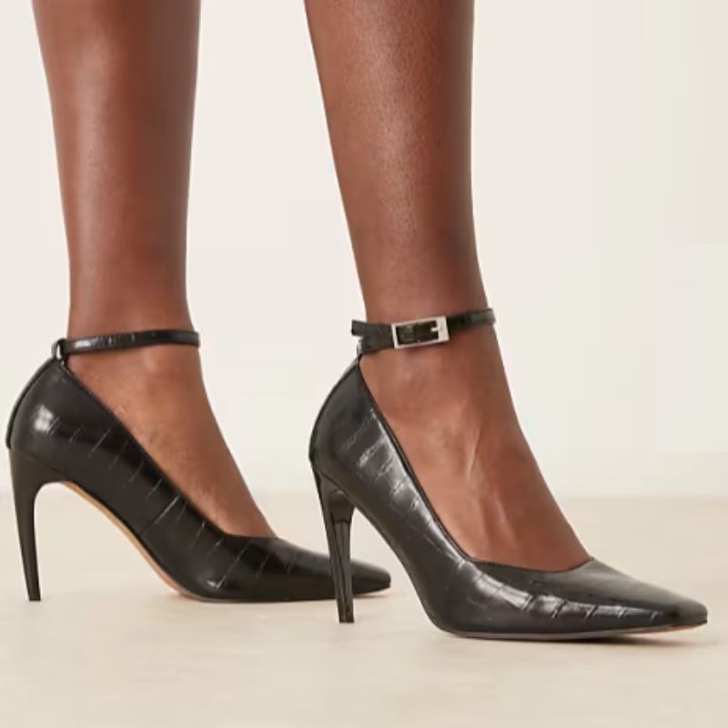 black ankle strap heels