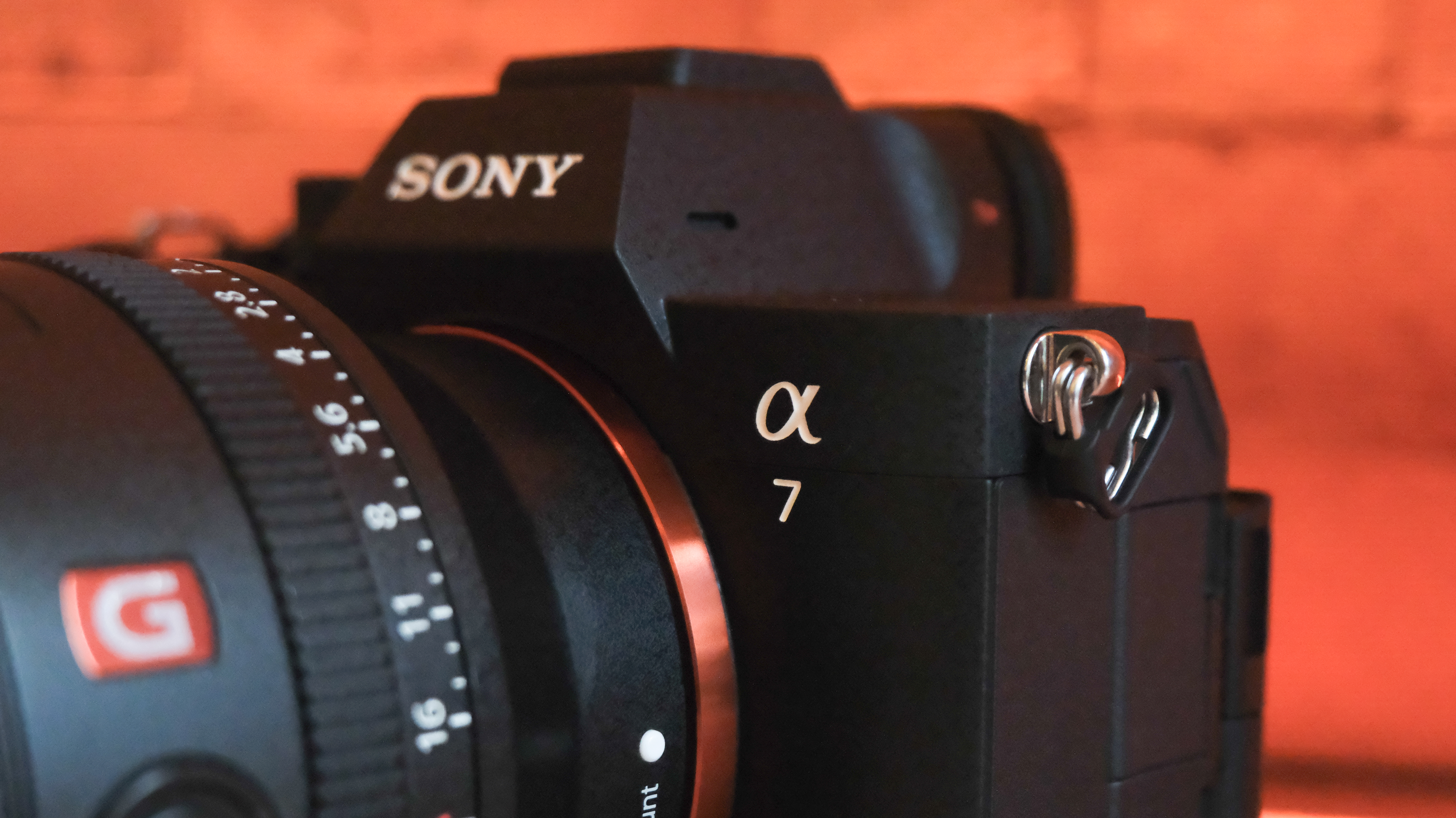 A black Sony A7 V mirrorless full frame camera